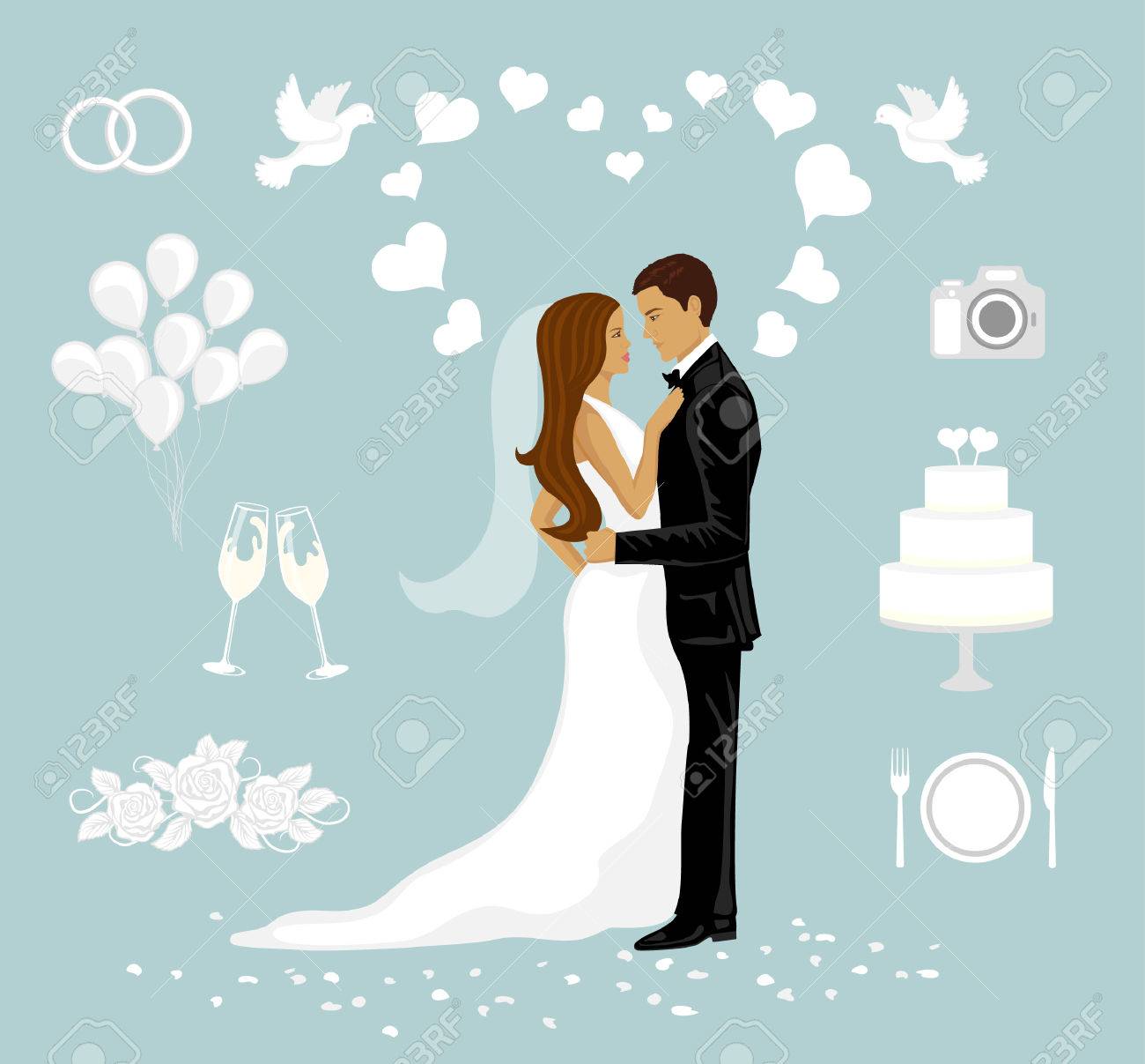 Wedding Couple Vector Illustration Bride And Groom For Wedding
