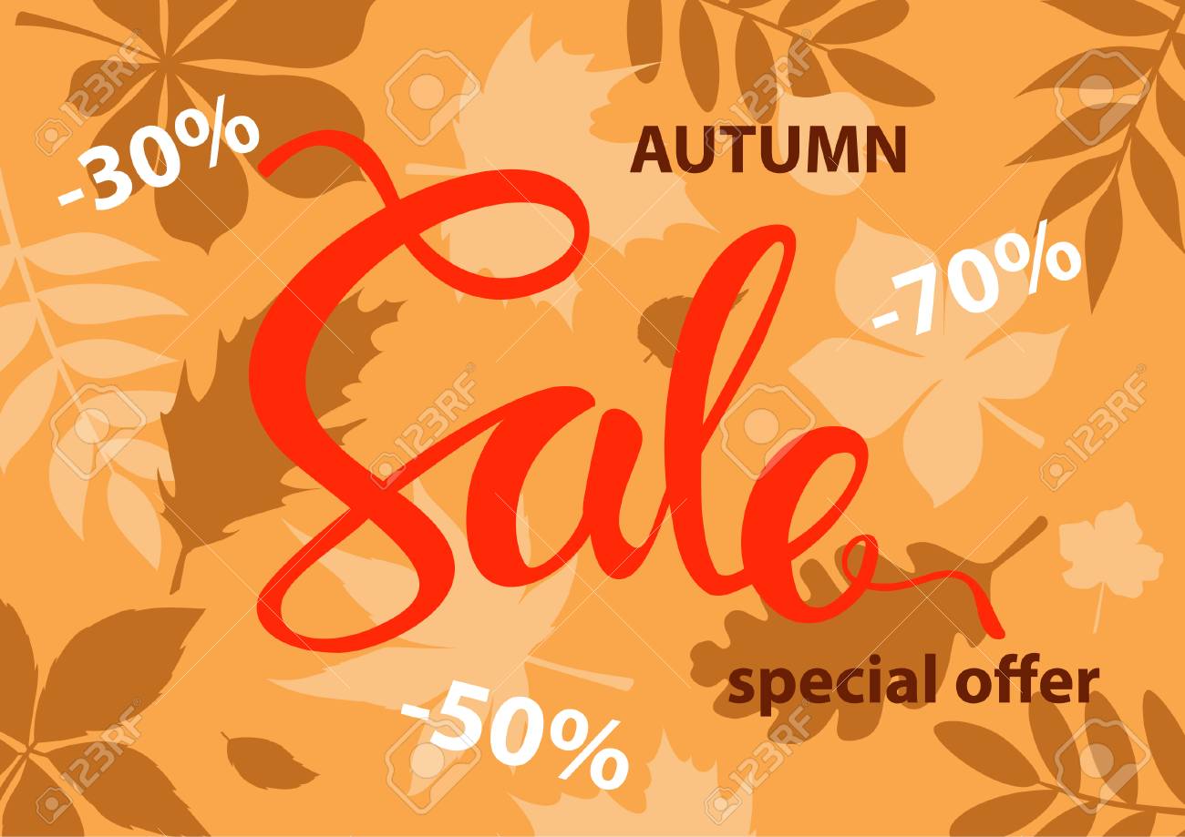 食欲の秋の季節限定販売ベージュ茶色の背景のイラスト素材 ベクタ