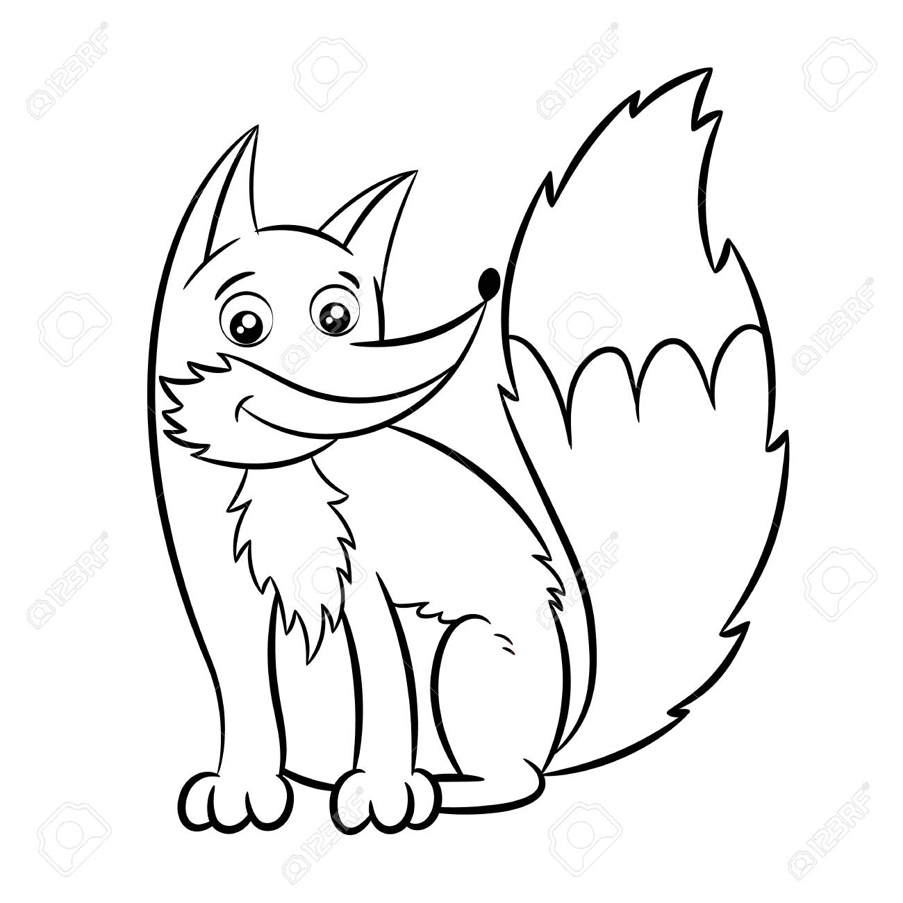 Renard Conception De Livre A Colorier Pour Les Enfants Et Les Enfants Illustration Vectorielle Isole Sur Fond Blanc Clip Art Libres De Droits Vecteurs Et Illustration Image