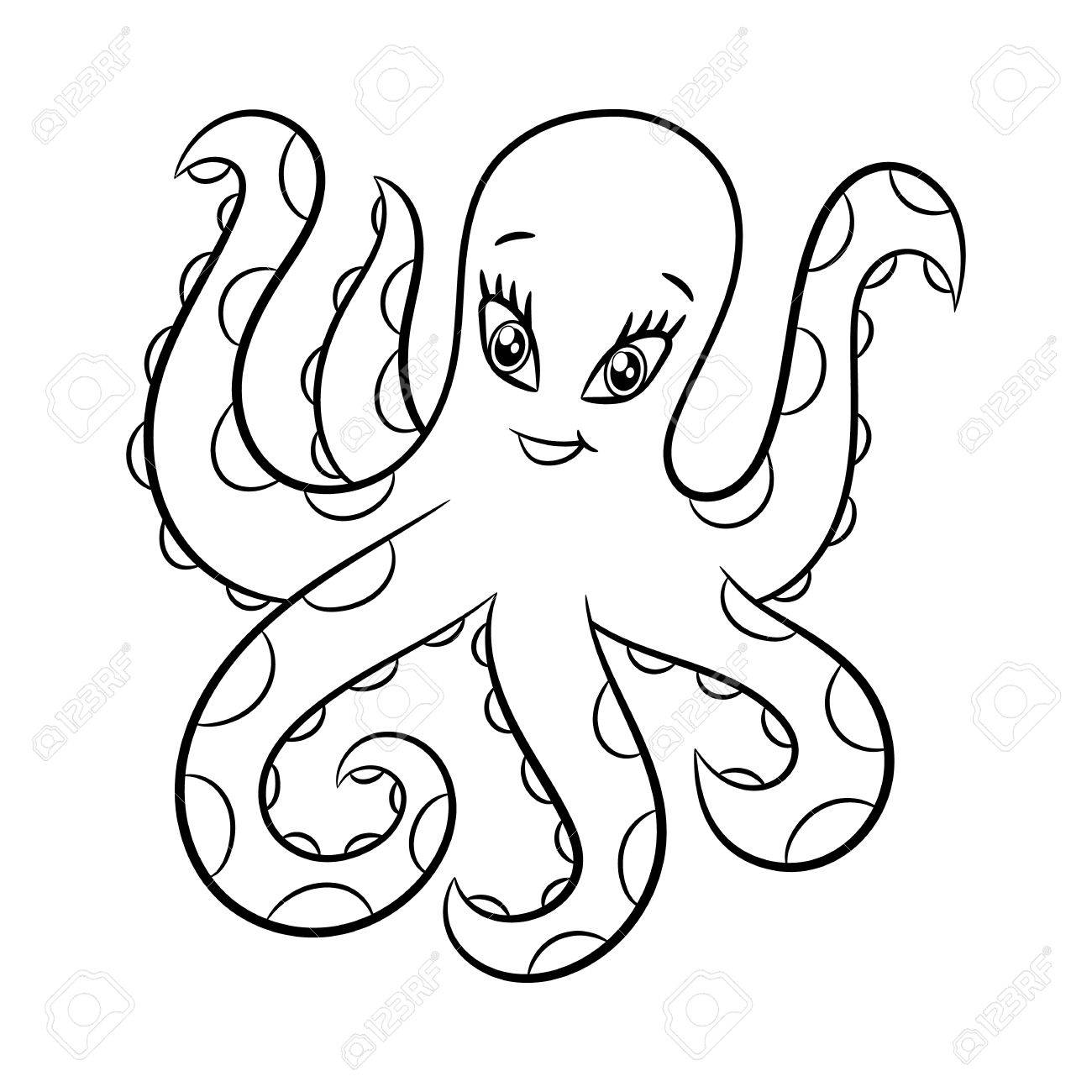 Tintenfisch Malbuch Design Fur Kinder Und Kinder Vektorabbildung Getrennt Auf Weissem Hintergrund Lizenzfrei Nutzbare Vektorgrafiken Clip Arts Illustrationen Image 84128938