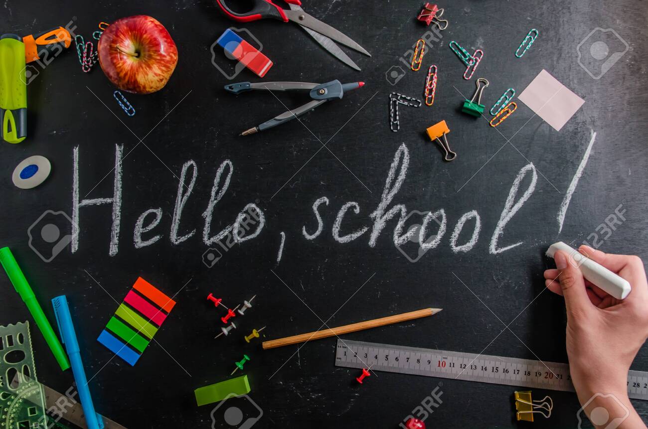 back to school on September 1 stationery on a black background with copy space - 129145937 back to school on September 1 stationery on a black background with copy space - 129145937