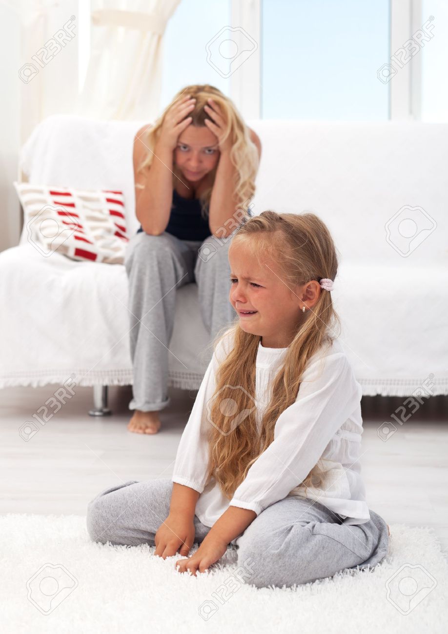 Little Girl Having A Temper Tantrum With Her Desperate ...