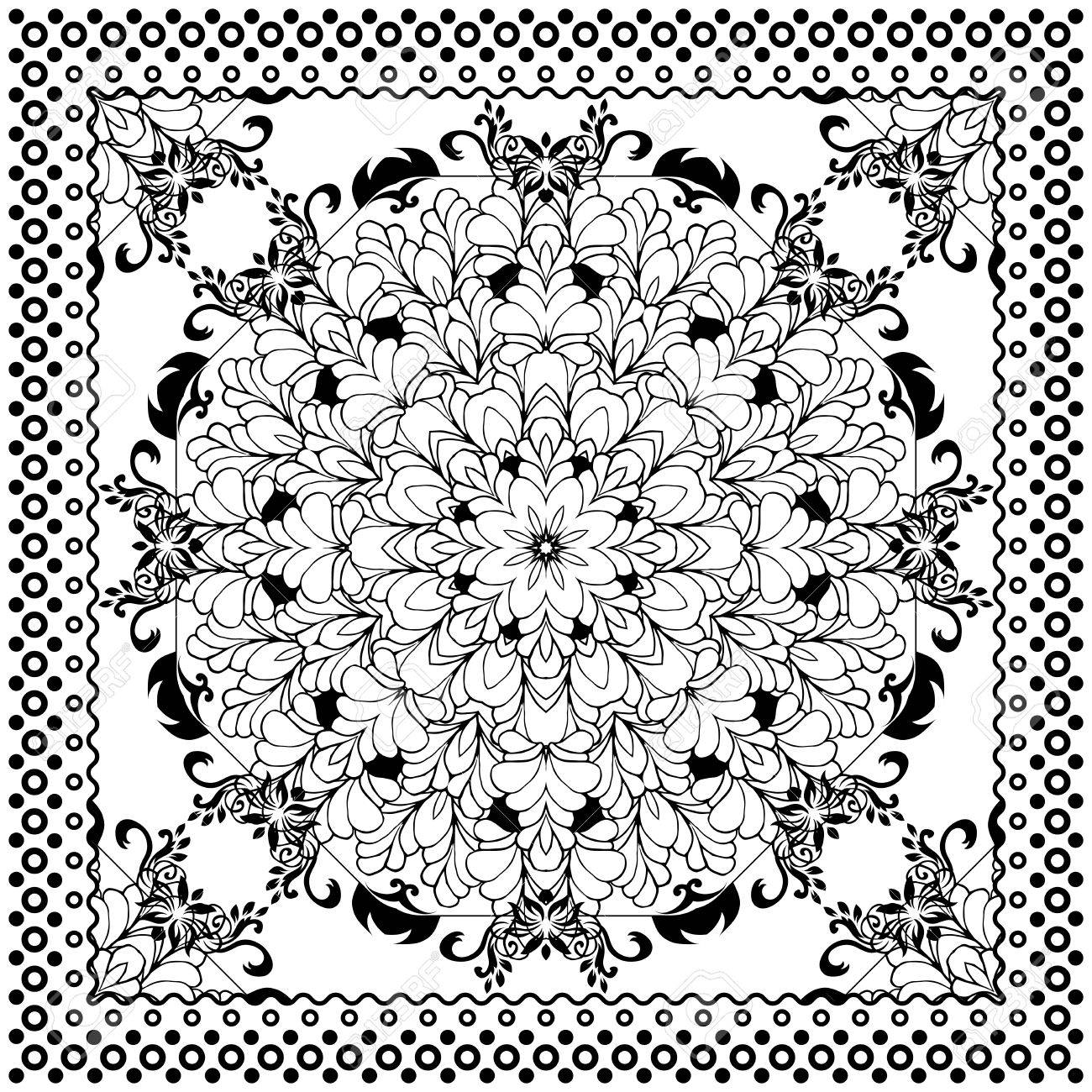 黒バンダナ プリント デザイン 絹のスカーフの生地パターン 国境ベクトルの飾り のイラスト素材 ベクタ Image 黒バンダナ プリント デザイン 絹のスカーフの生地パターン 国境ベクトルの飾り のイラスト素材 ベクタ Image