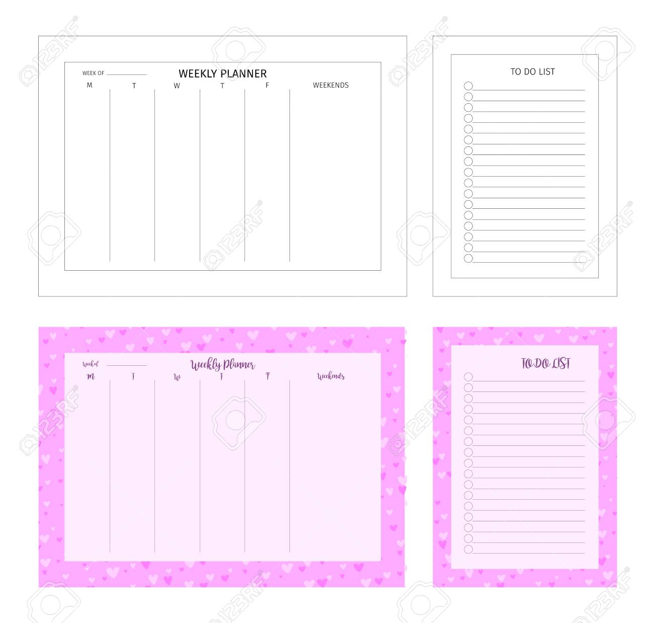 temlape for print weekly planner and to do list patterned frame print weekly planner