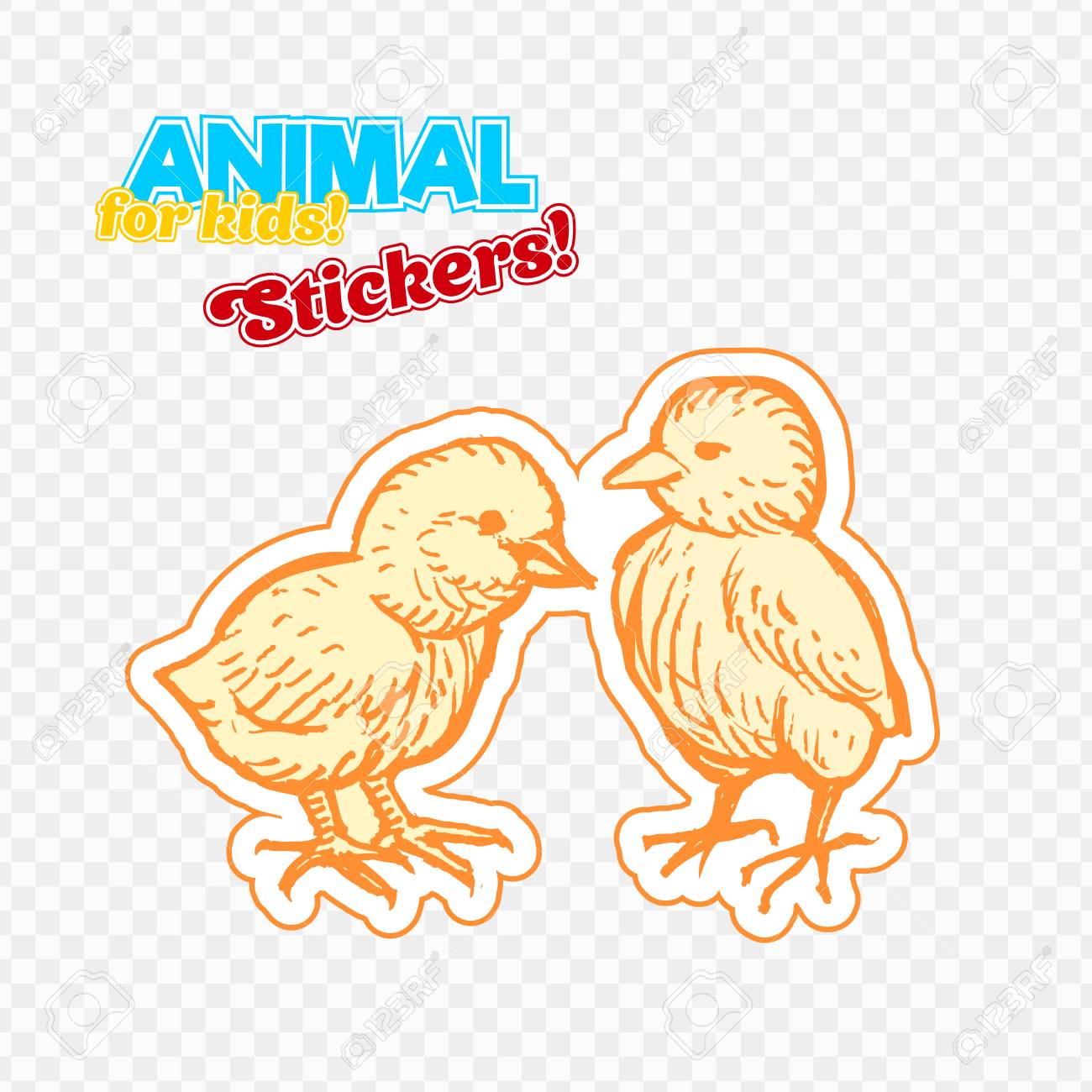 カラフルなステッカーでスケッチ スタイルでファーム動物鶏 透明な背景に分離されました 子供のためのかわいい塗り絵の使用できます 紙切りのシルエットは します の写真素材 画像素材 Image 0796