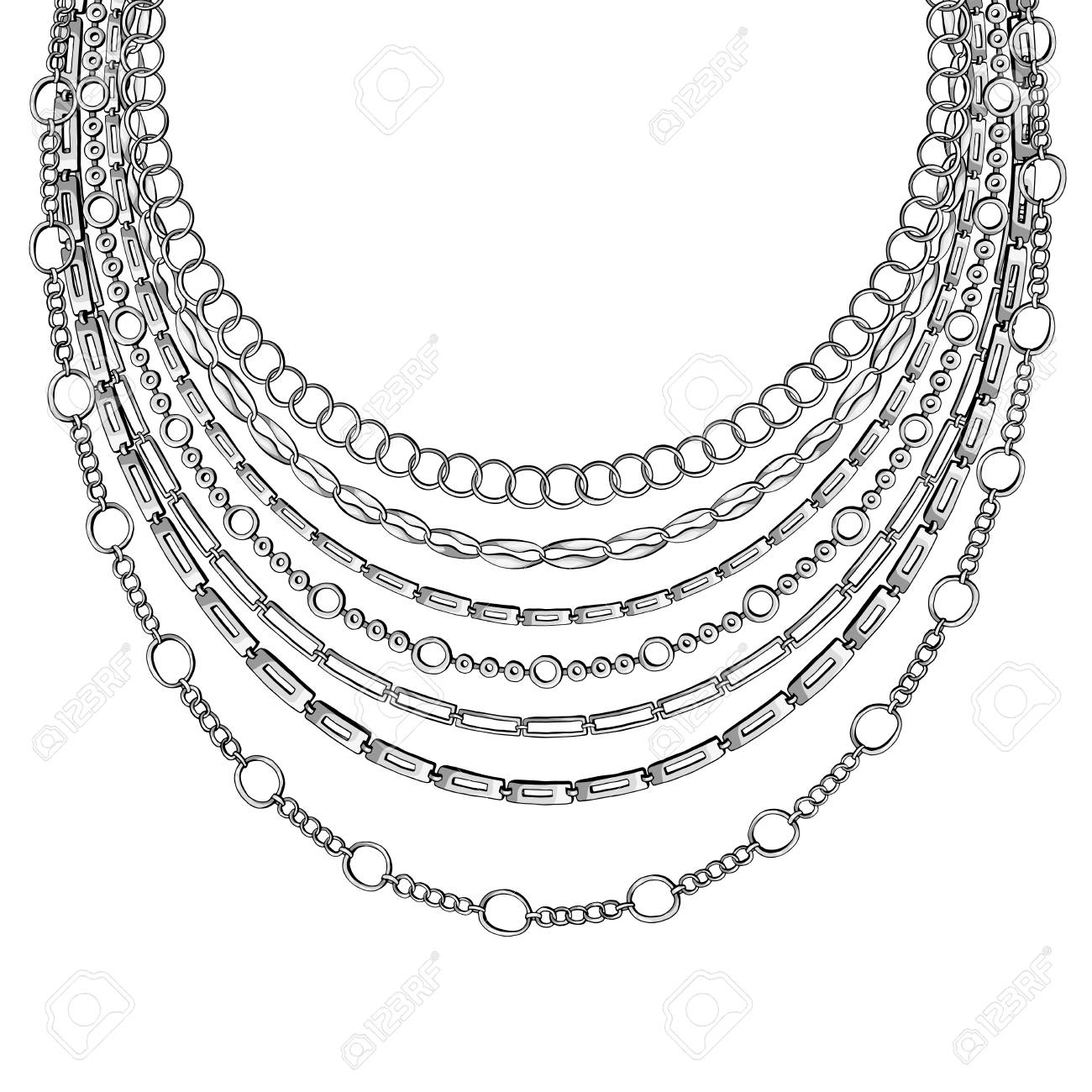 Black Outline Chain Neck Lace Vector Isolated On White Background With Chains Necklace Coloring Book Or Coloring Page Antistress Design Trendy Accessory Illustration Royalty Free Cliparts Vectors And Stock Illustration Image 122893994