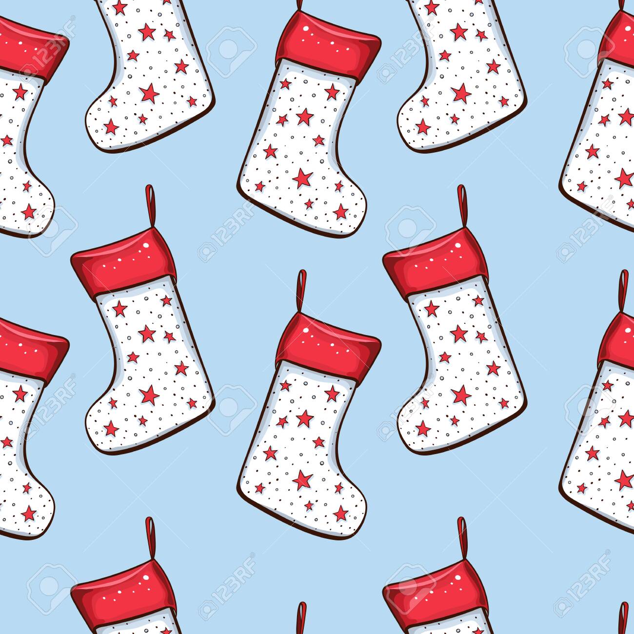Christmas decoration elements seamless pattern. Traditional colorful..
