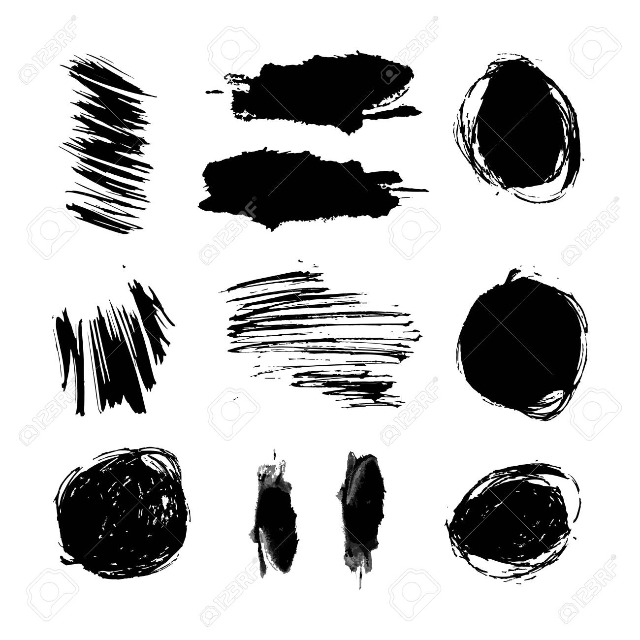 Scribbles And Stains Vector Illustrations Set Chaotic Freehand Ink Pen Scrawls And Paint Blots Pack Messy Monochrome Drawings Scratches And Watercolor Paint Spots Isolated On Transparent Backdrop Lizenzfrei Nutzbare Vektorgrafiken Clip Arts