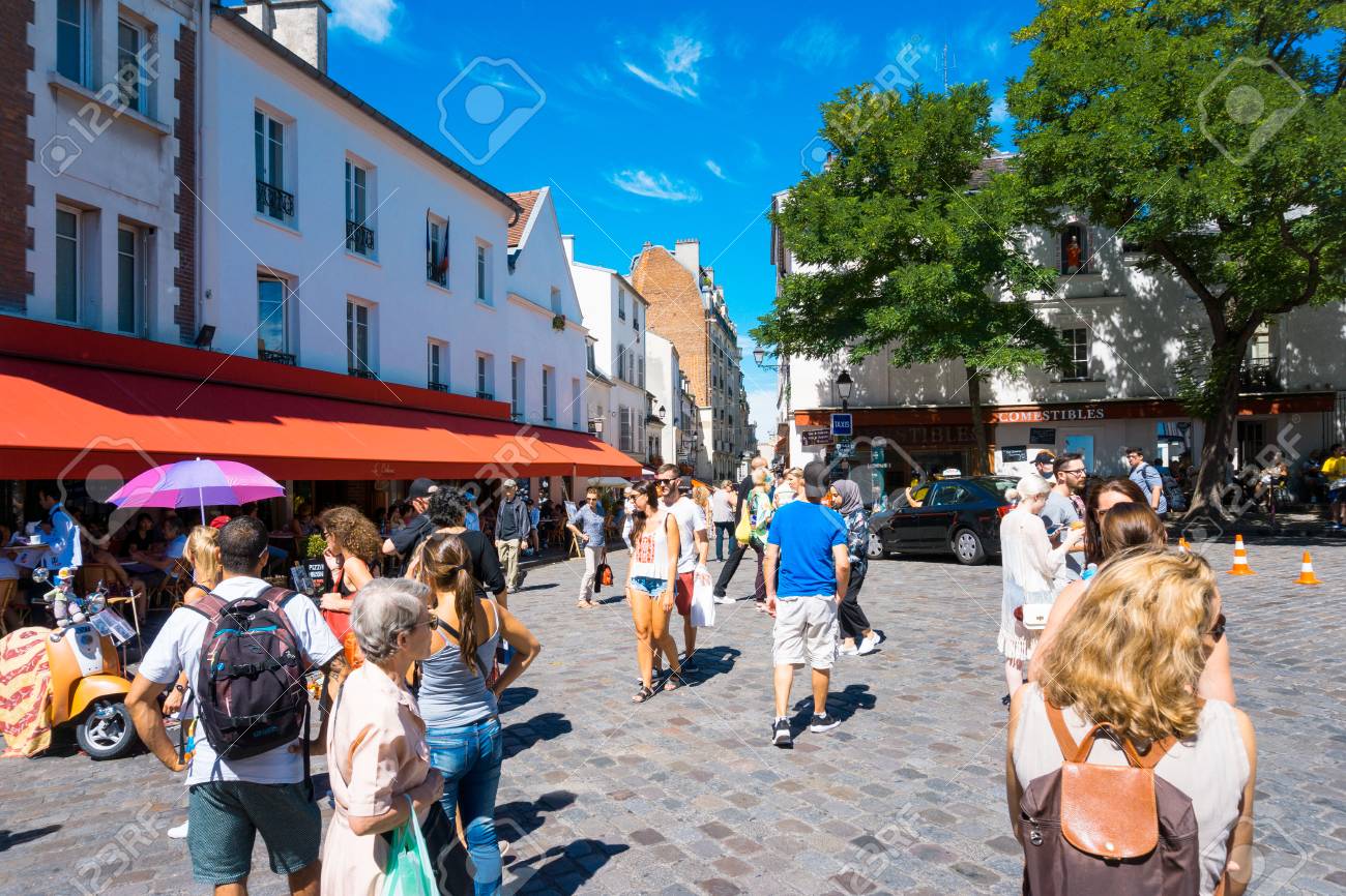 Paris France August 7 Beautiful Street View Of Montmartre Stock Photo Picture And Royalty Free Image Image
