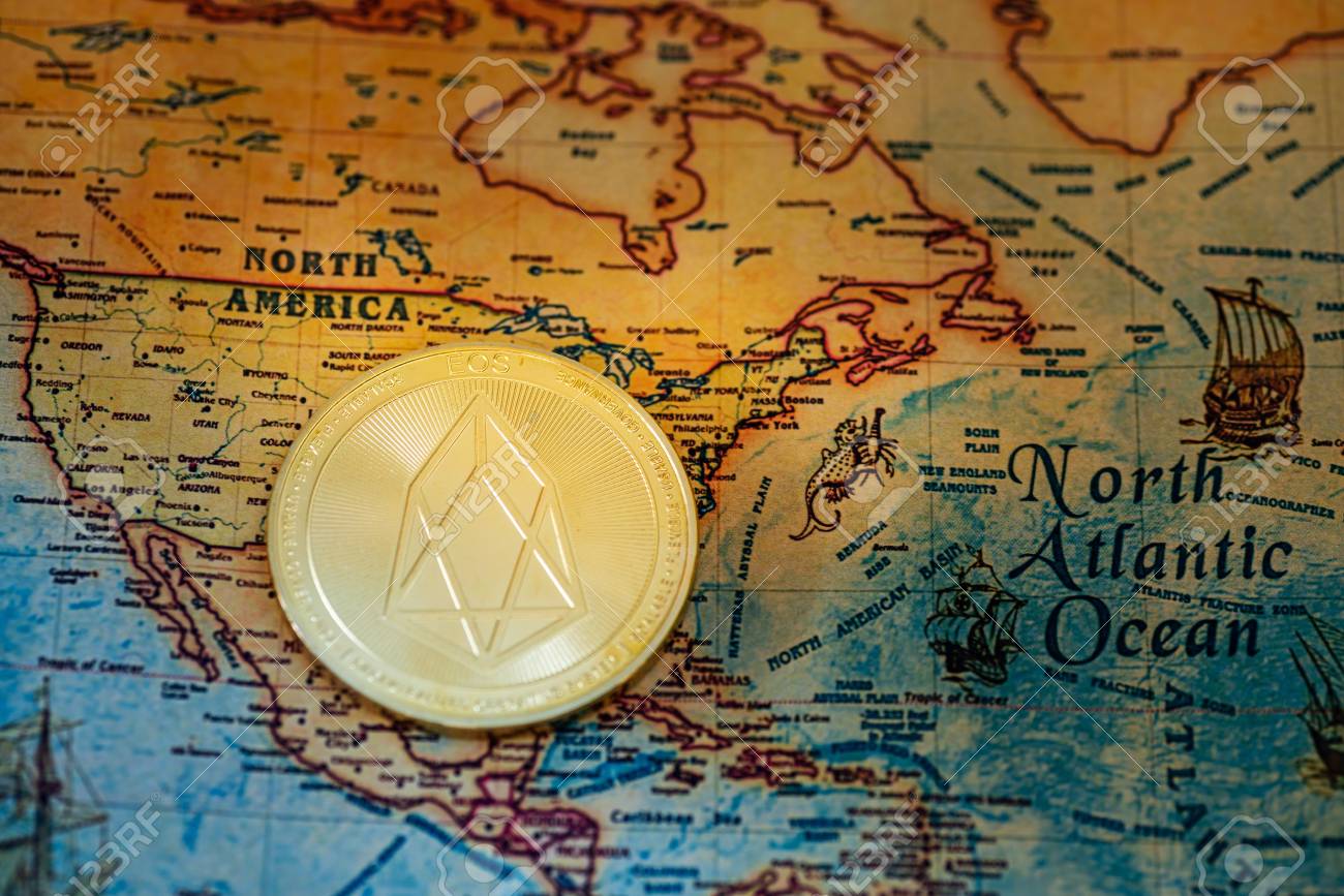 Digital Currency Concept - Crypto Currency Bitcoin On Map Of North America  Stock Photo, Picture and Royalty Free Image. Image 102836408.