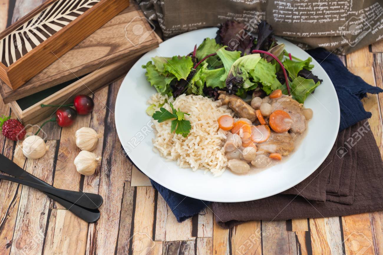 White Veal Stew Blanquette De Veau And Rice Stock Photo Picture