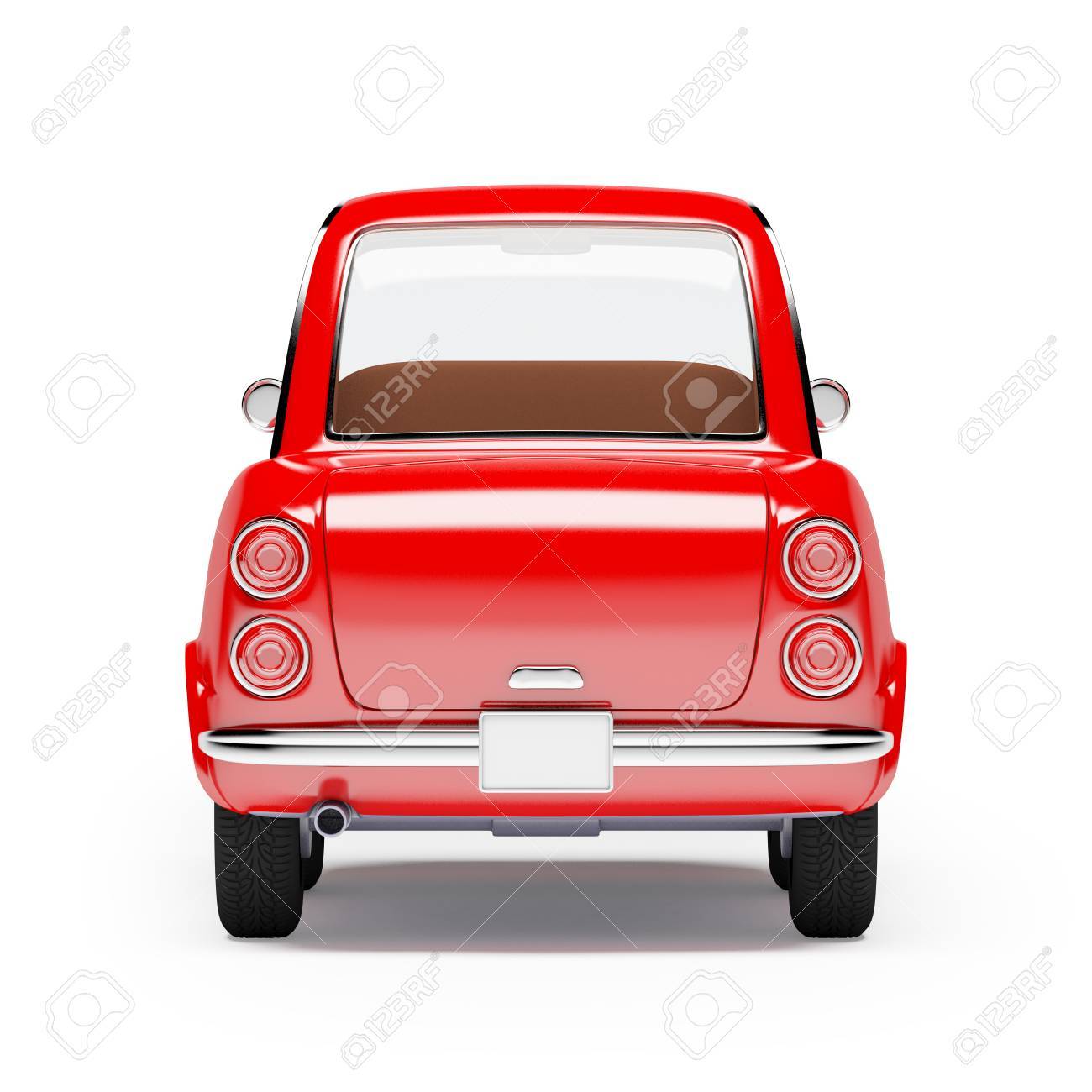 レトロな車が 60 年代に赤白背景に分離したスタイル 背面図 3 D イラスト の写真素材 画像素材 Image