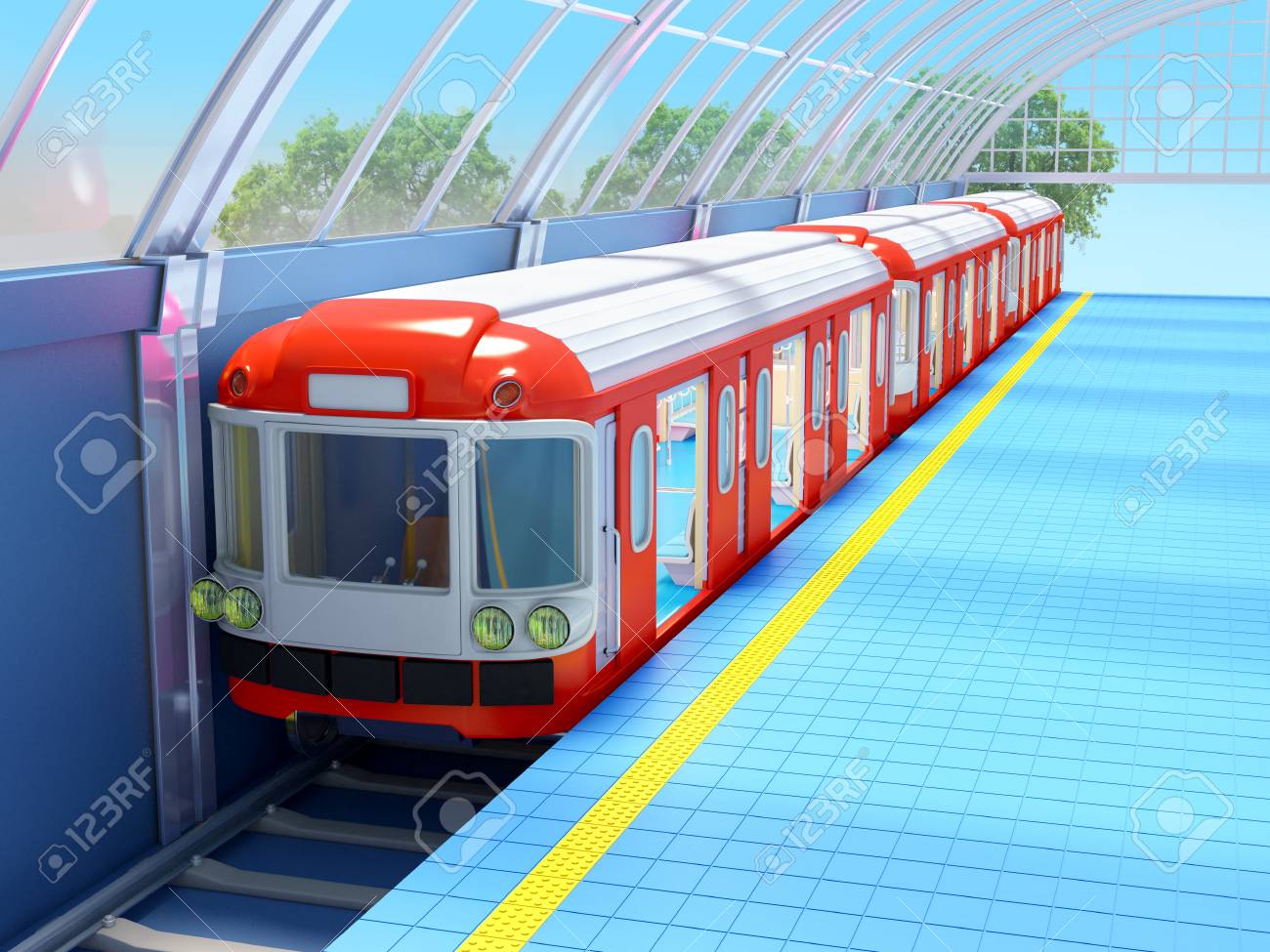 未来駅を列車します の写真素材 画像素材 Image