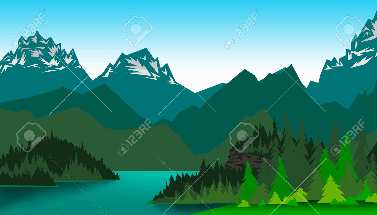 山の谷の風景のイラスト のイラスト素材 ベクタ Image