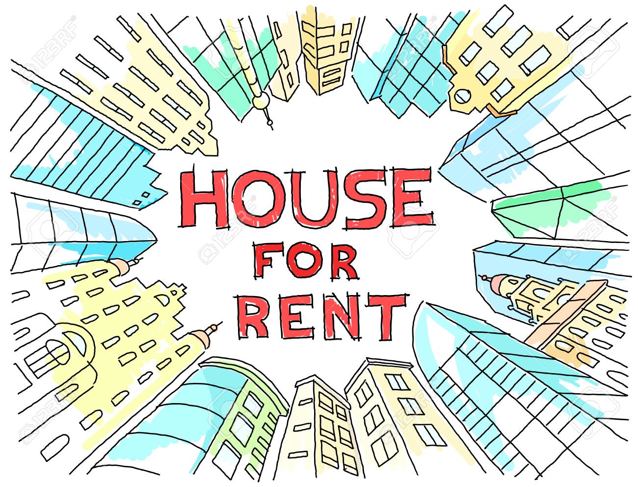Background Sketch For Text On The Rental Of Real Estate Color