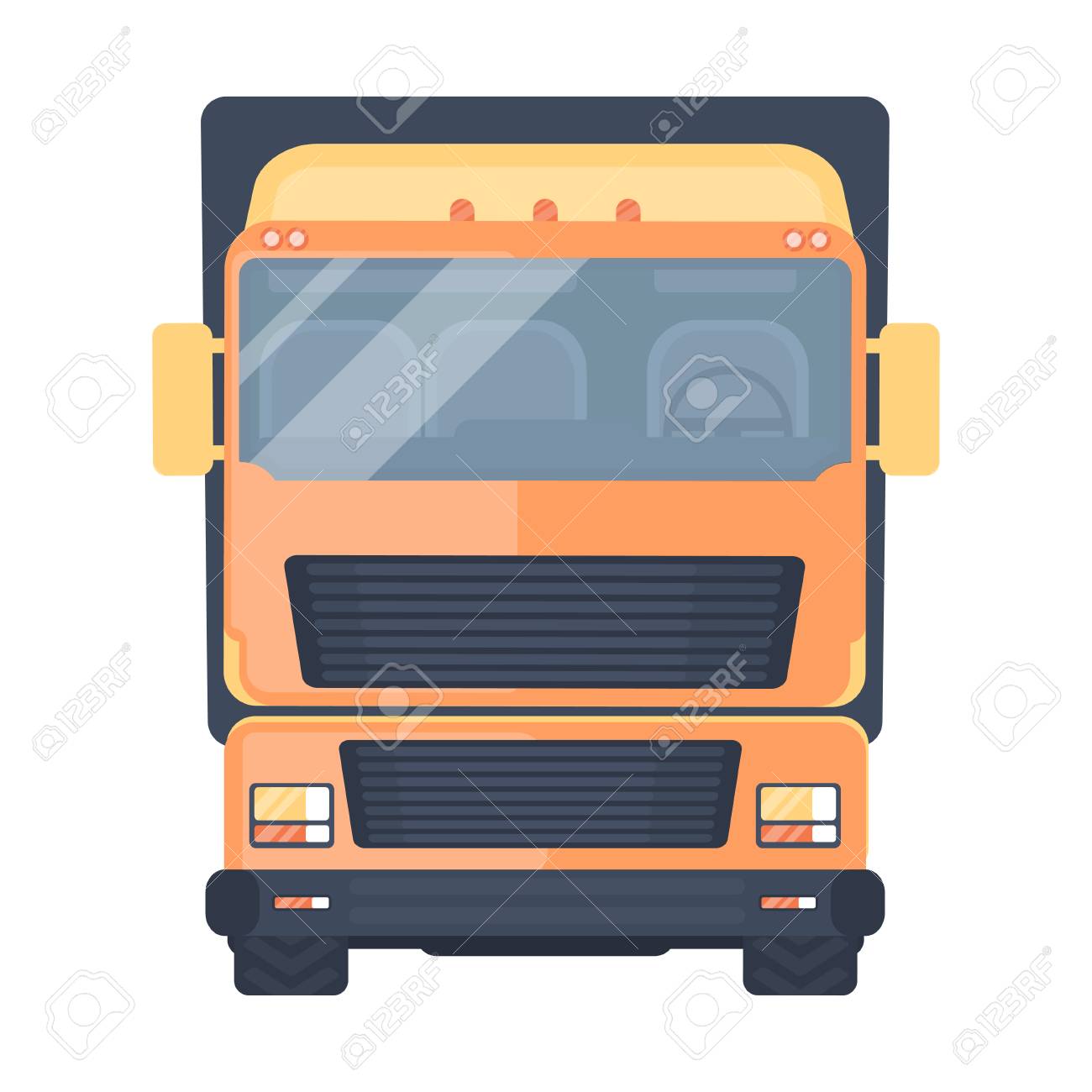 Lorry Car Front View. Heavy Truck For Transportation Various Objects. Road  Train. Front View. Vector Illustration. Клипарты, SVG, векторы, и Набор  Иллюстраций Без Оплаты Отчислений. Image 101044912