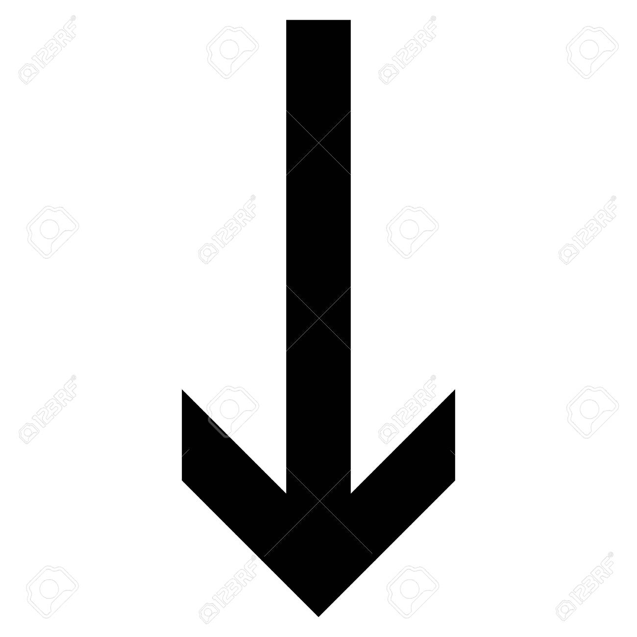 Fleche Vers Le Bas L Icone De Vecteur Le Style Est Le Symbole D Icone Plate Couleur Noire Fond Blanc Clip Art Libres De Droits Vecteurs Et Illustration Image