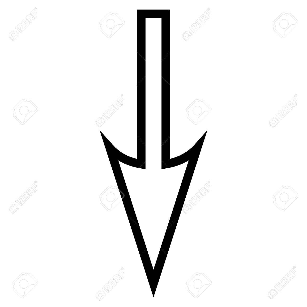 Forte Fleche Vers Le Bas Vecteur Icone Le Style Est Contour Icone Symbole La Couleur Rouge Et Noir Intense Sur Fond Blanc Clip Art Libres De Droits Vecteurs Et Illustration Image