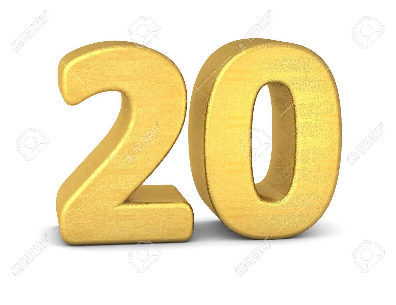3d Number 20 Gold Stock Photo, Picture and Royalty Free Image