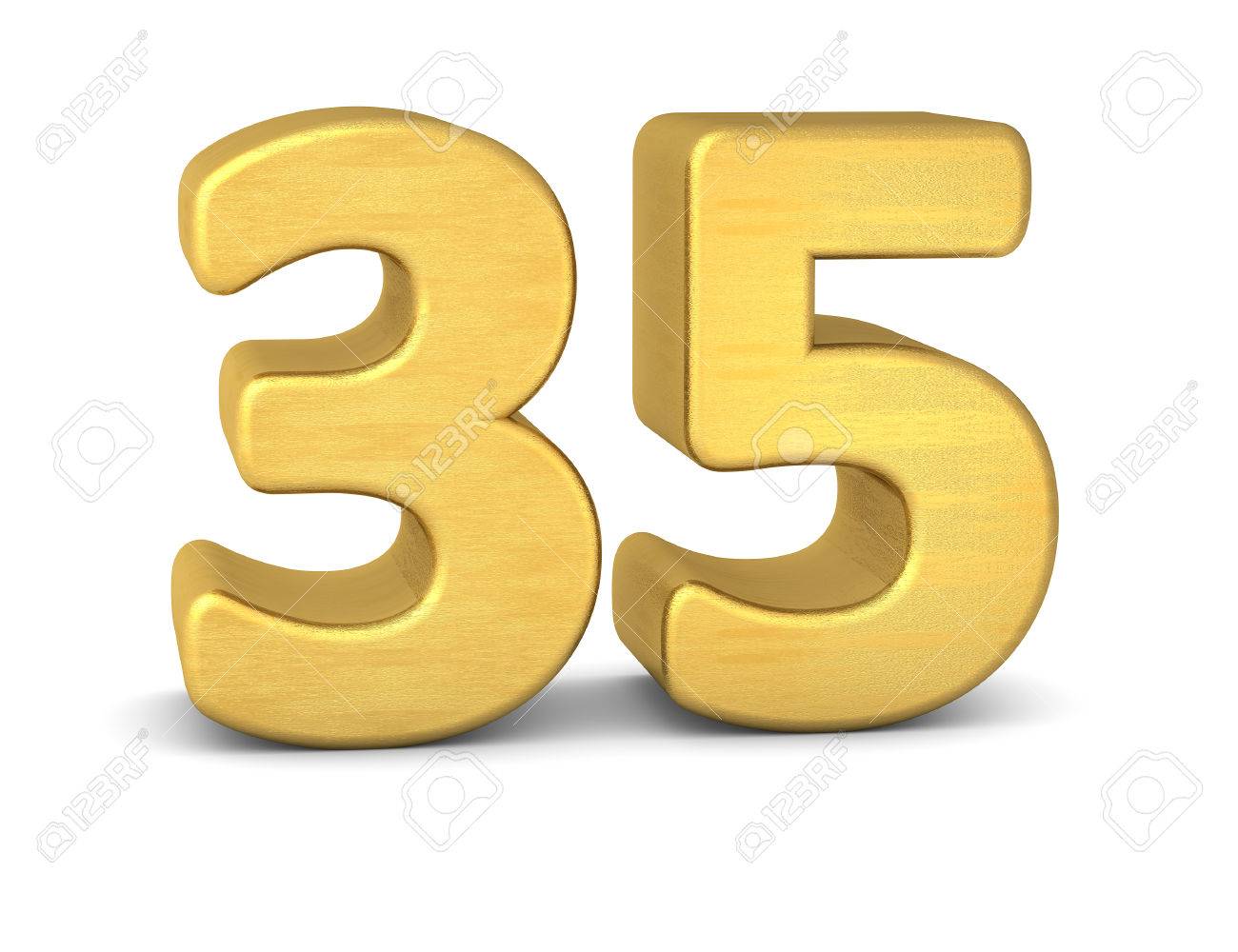 3d Number 35 Gold Stock Photo, Picture And Royalty Free Image