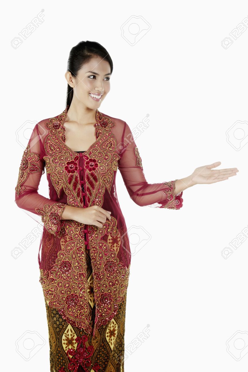 Woman In Baju Kebaya With Welcoming Hand Gesture Stock Photo Picture And Royalty Free Image Image 39073186