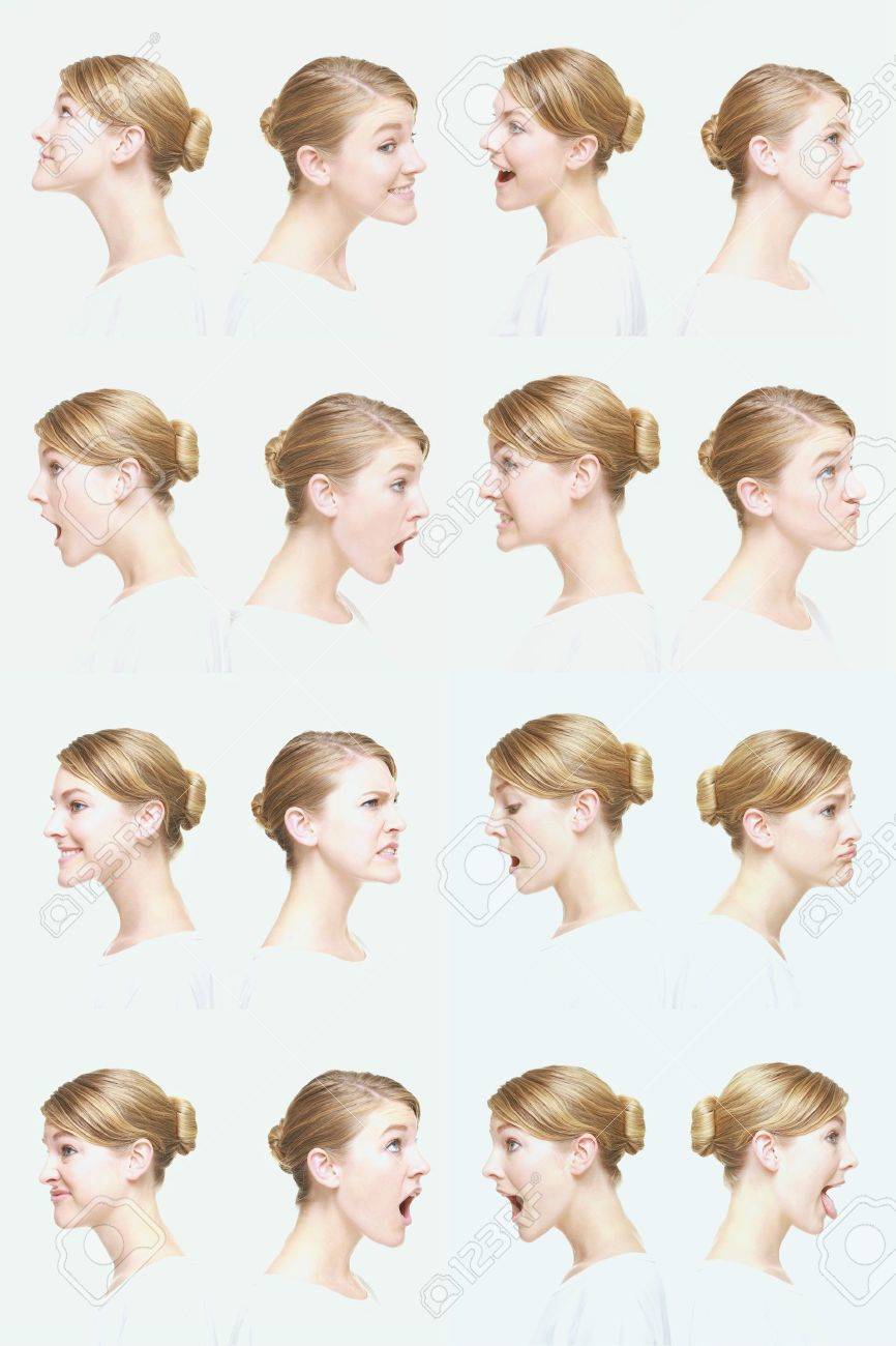 Montage of woman pulling different expressions - 13149255 Montage of woman pulling different expressions - 13149255