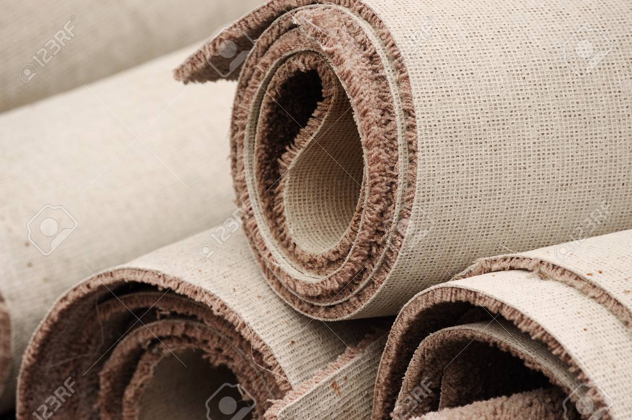Stacking Carpet Rolls Stock Photo 