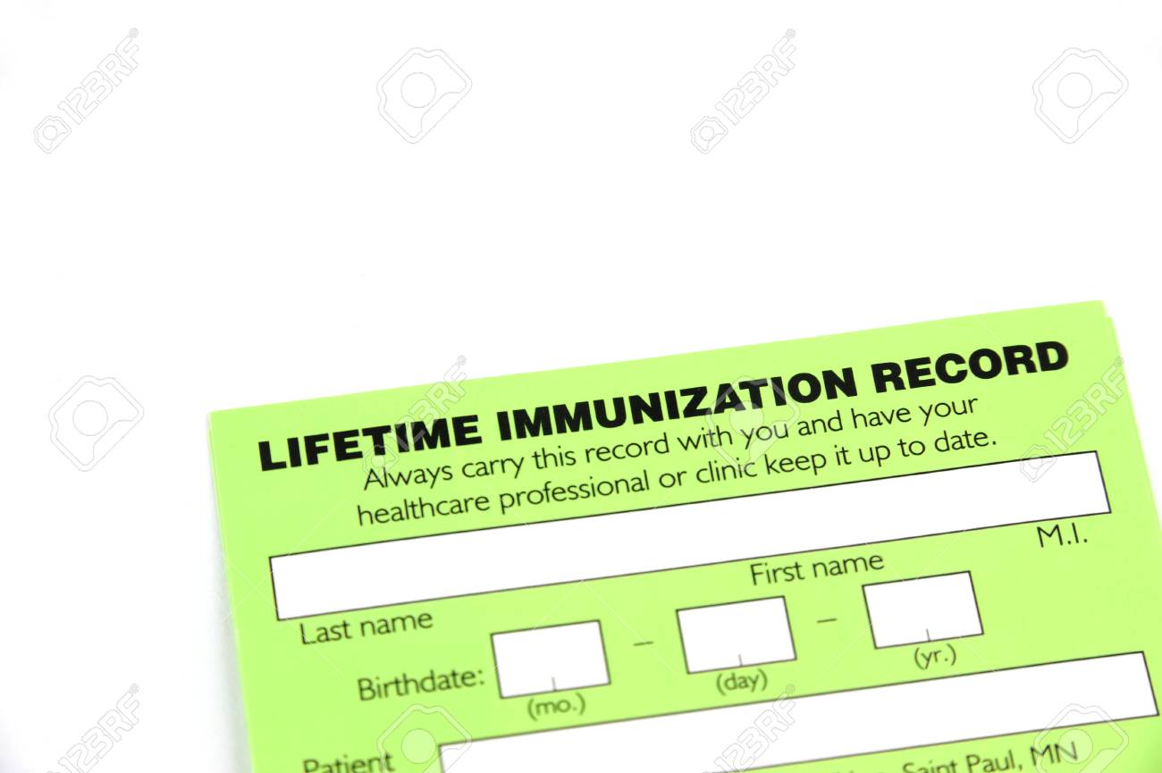 blank immunization record form isolated on white background stock blank immunization form