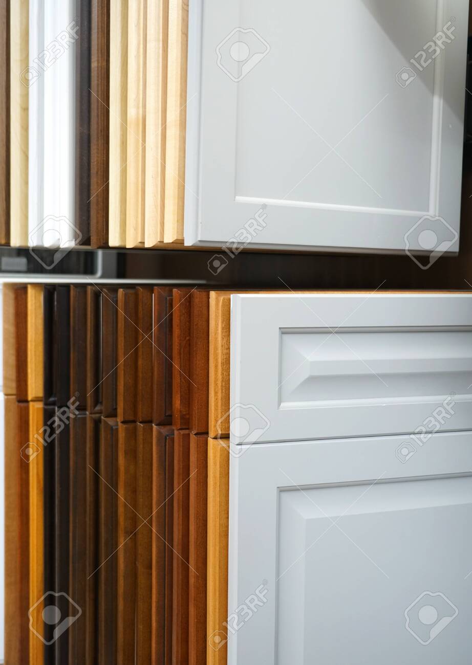 Wood Cabinet Door Samples In Market In A Row Stock Photo Picture