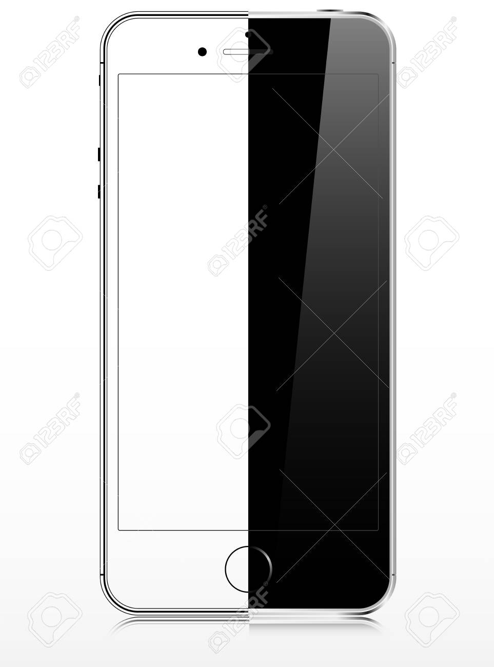 half white and half black smartphone vector illustration isolated half black half white background
