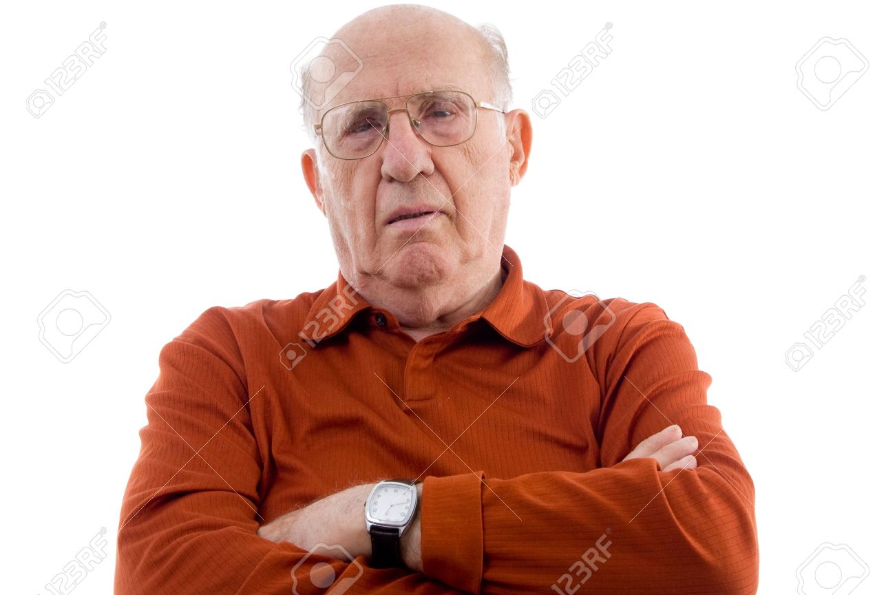 old man with crossed