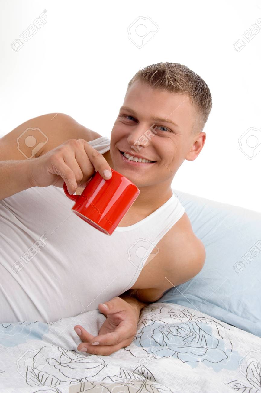 Drinking In Man Mug Bed Coffee Handsome Smiling CoxBerd