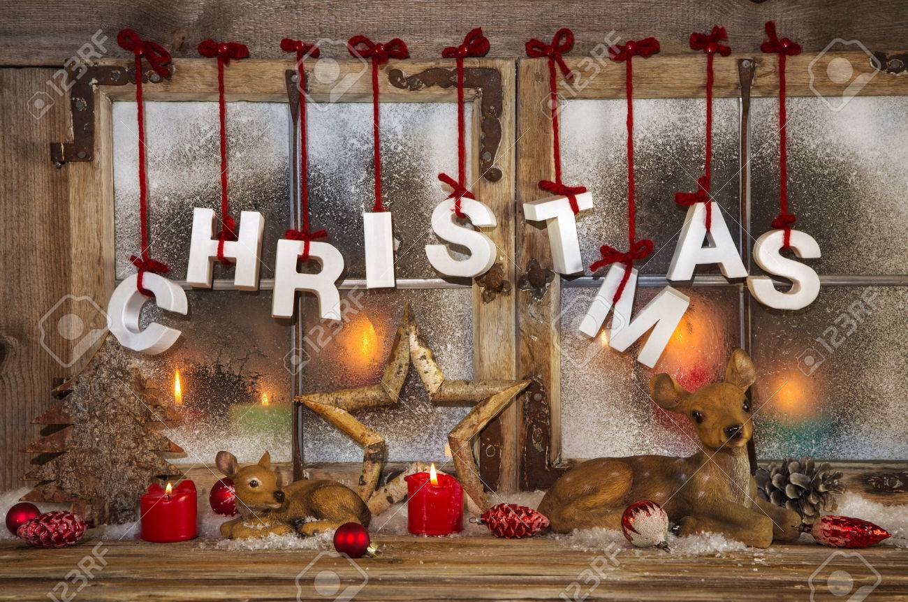 Rustic christmas window decor Clearance