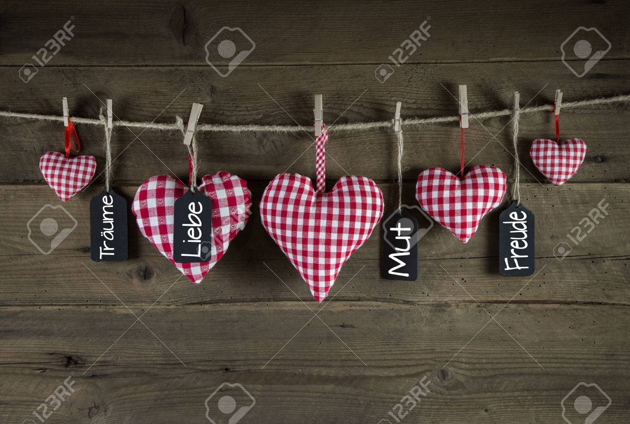 Carte De Voeux Avec Le Texte Allemand Reves L Amour Le Courage Et L Amusement Pour L Anniversaire Saint Valentin Ou Noel Banque D Images Et Photos Libres De Droits Image