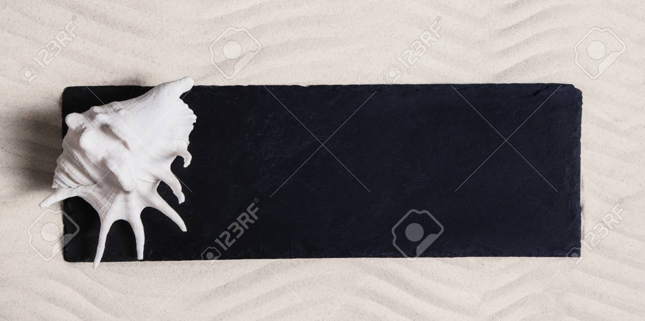 Schwarz Weiss Und Beige Nautischen Sommer Hintergrund Mit Shell Und Eine Werbetafel Im Sand Lizenzfreie Fotos Bilder Und Stock Fotografie Image 38238780