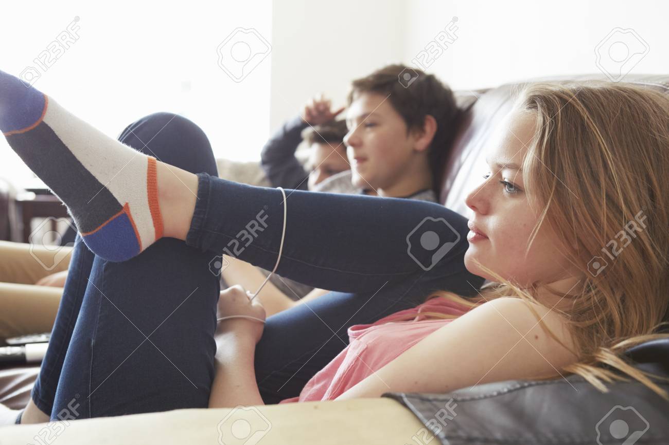 Two boys in sofa