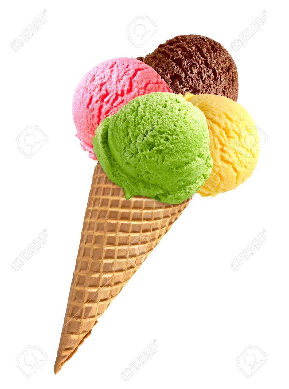 Gemischt Mit Kugeln Eis Kegel Auf Einem Weißen Hintergrund Lizenzfreie  Fotos, Bilder Und Stock Fotografie. Image 58020879.