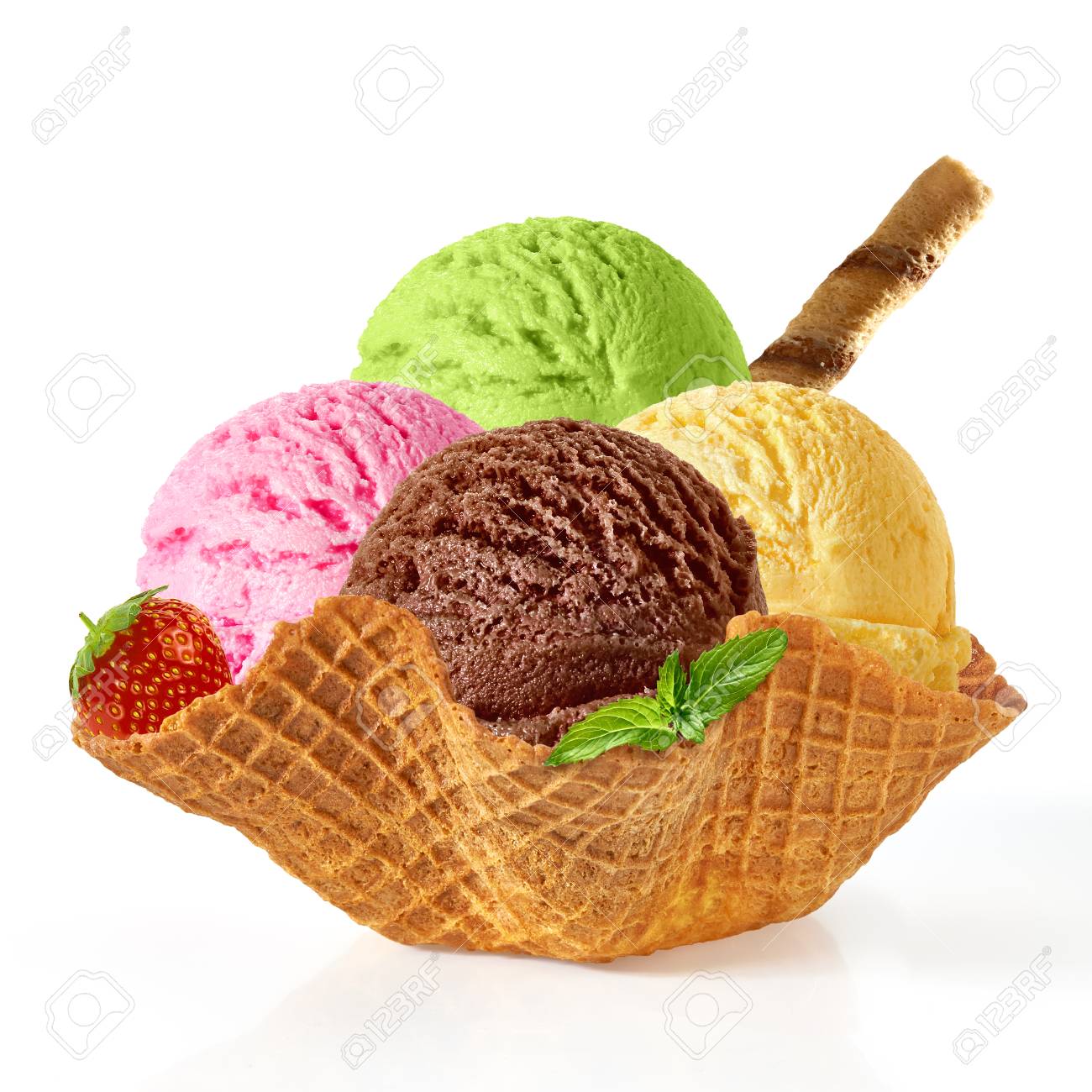 Mixed Ice Cream Scoops In Bowl Stock Photo, Picture And Royalty Free Image. Image 59674049.