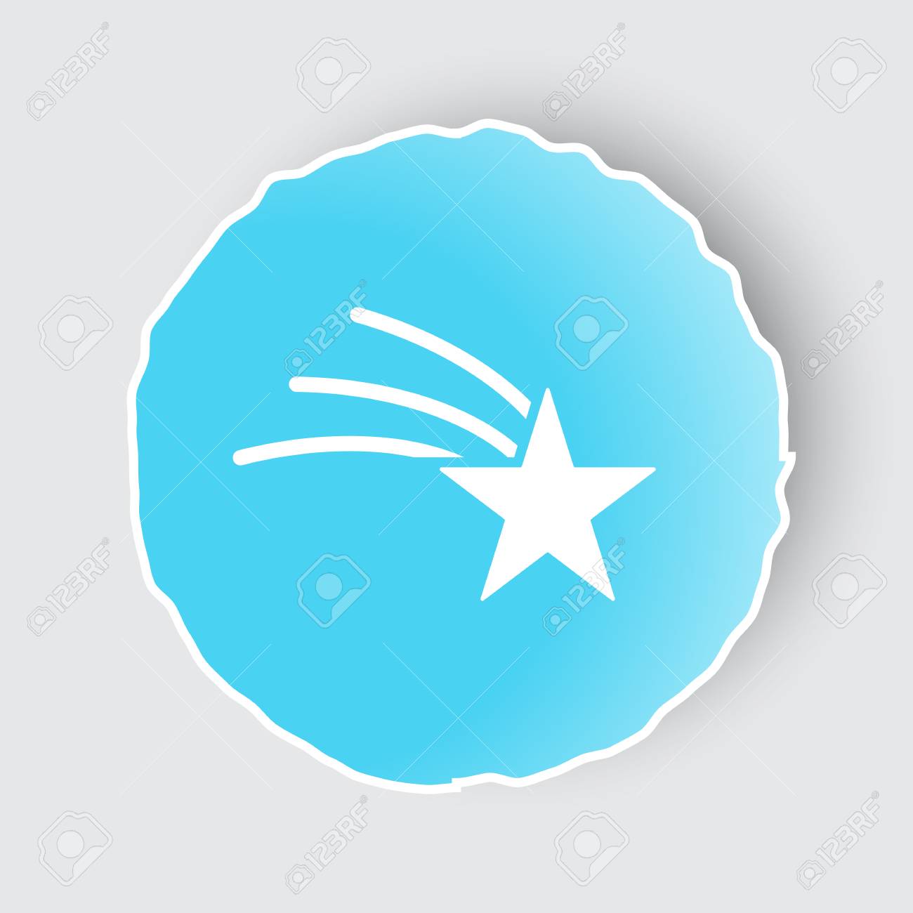 blue app button with shooting star icon on white royalty free
