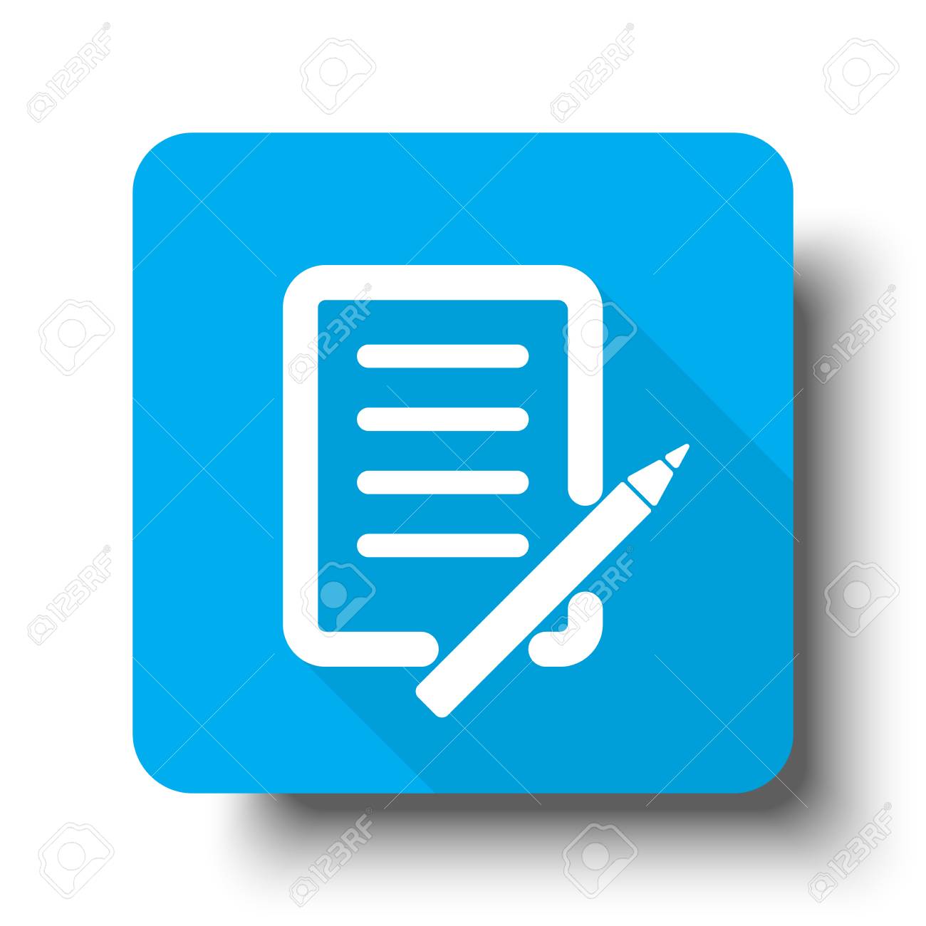 white pen and paper icon on blue web button royalty free cliparts