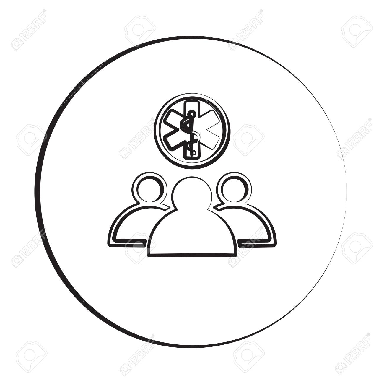 サークル黒インク スタイル チーム医療アイコン のイラスト素材 ベクタ Image