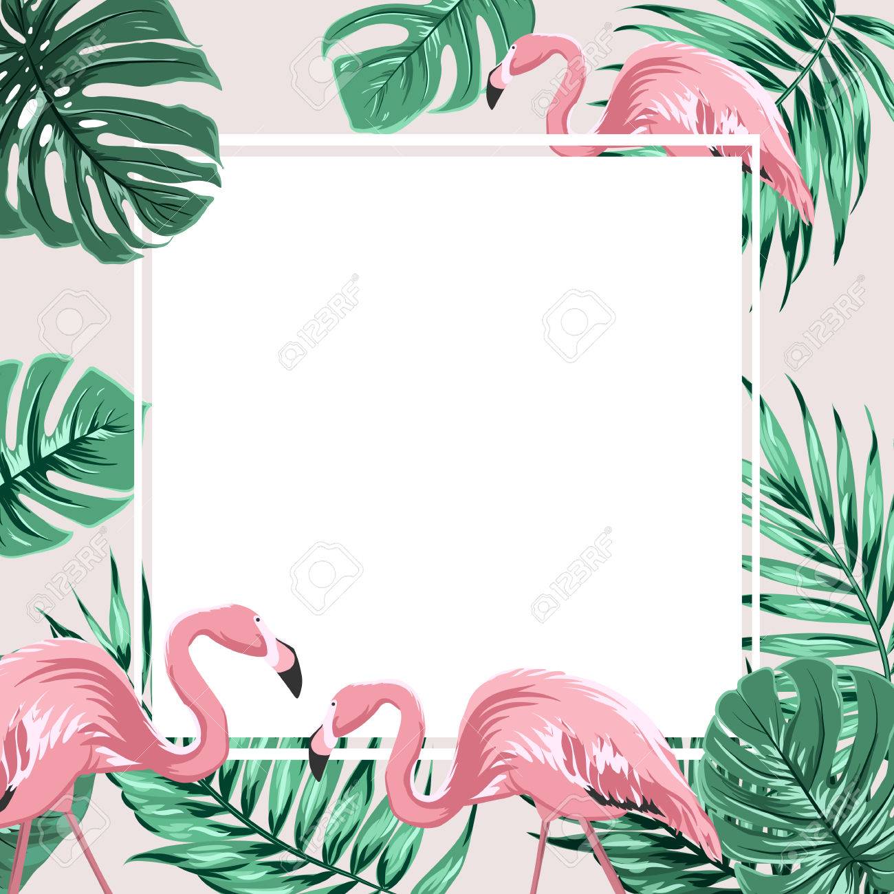 exotic tropical border frame template with bright green jungle