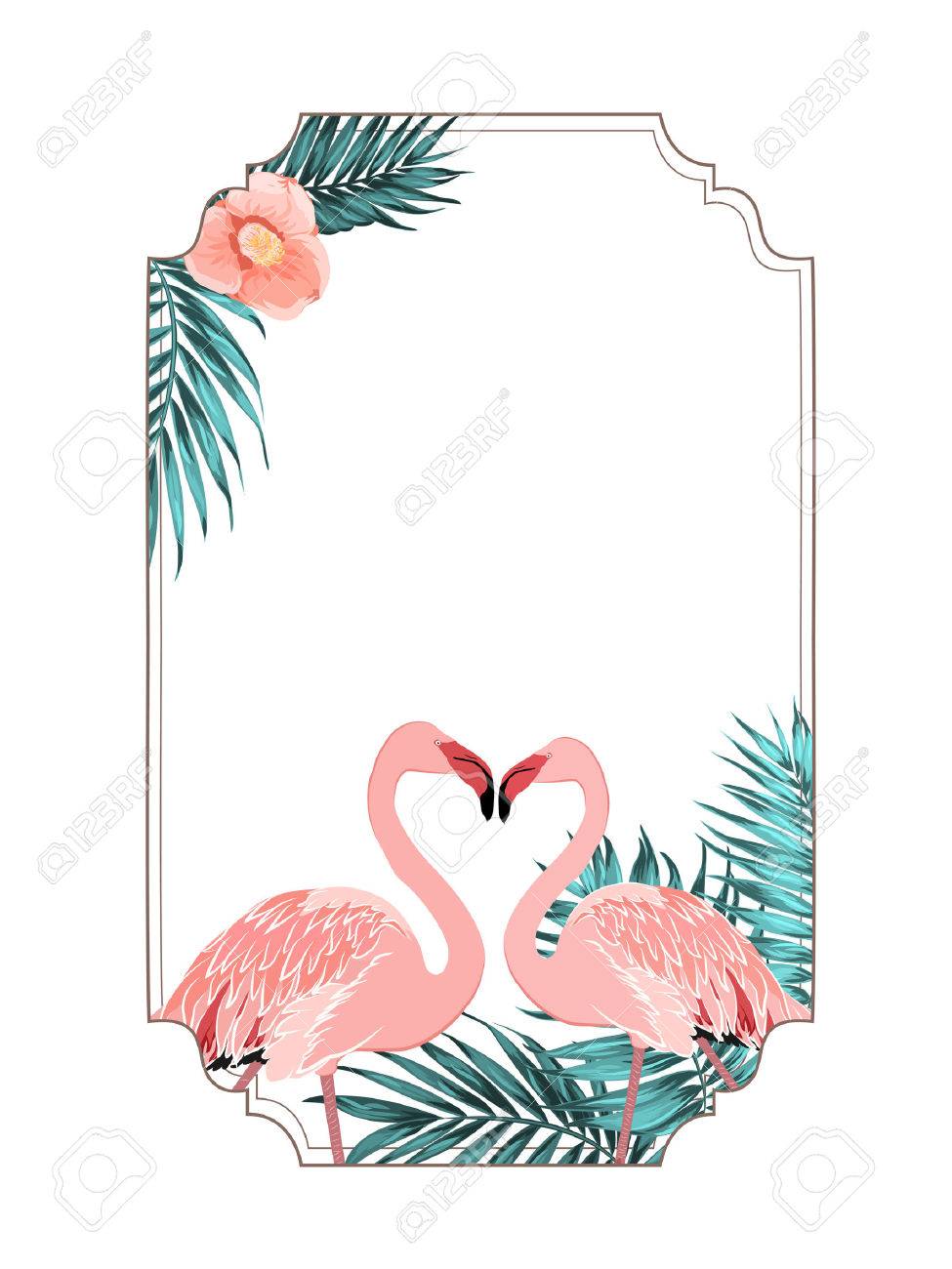 Modele De Cadre De Bordure Tropicale Exotique Pour Carte D Invitation D Evenement Les Oiseaux Flamants Roses Piquent A La Forme Du Coeur De Bec Feuilles De Jungle Et Decoration De Fleurs De Camelia Modele De Cadre De Bordure Tropicale Exotique Pour Carte D Invitation D Evenement Les Oiseaux Flamants Roses Piquent A La Forme Du Coeur De Bec Feuilles De Jungle Et Decoration De Fleurs De Camelia