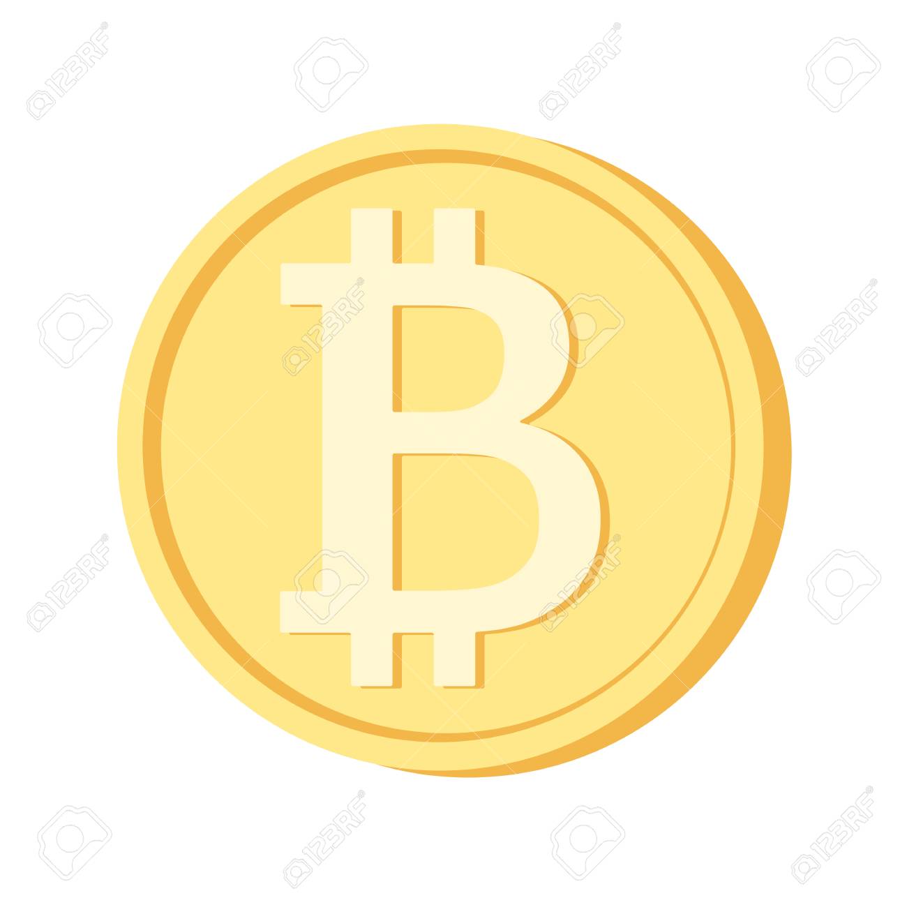 Bitcoin アイコン Blockchain Cryptocurrency Btc 記号トークン 新しいデジタル通貨 Bitcoin マイニング フィンテック業界の革新 分散型のお金のトランザクション ネットワーク 白地に黄色の金硬貨 のイラスト素材 ベクタ Image