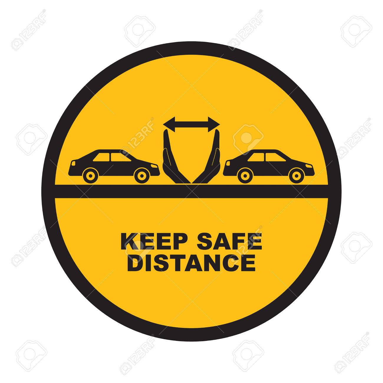 車間増加を象徴する距離を手 安全性とフェール セーフな道路 交通法規の遵守の概念 フラット スタイルのベクトル図です のイラスト素材 ベクタ Image