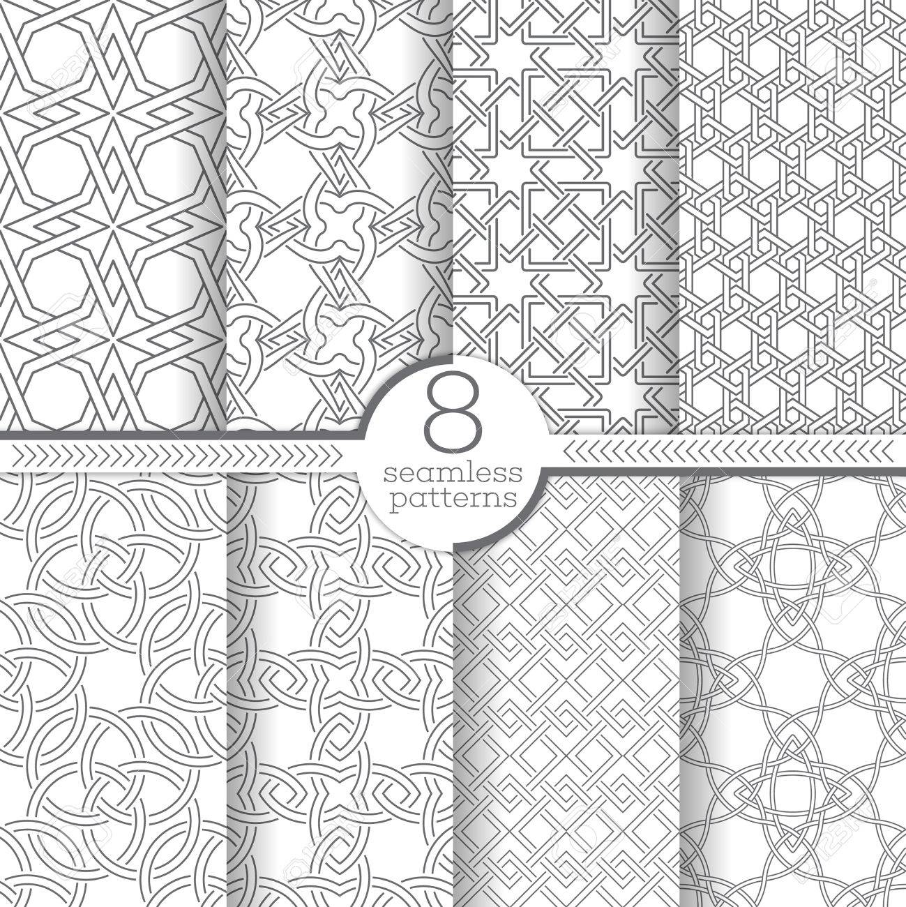 set of vector seamless patterns modern geometrical textures