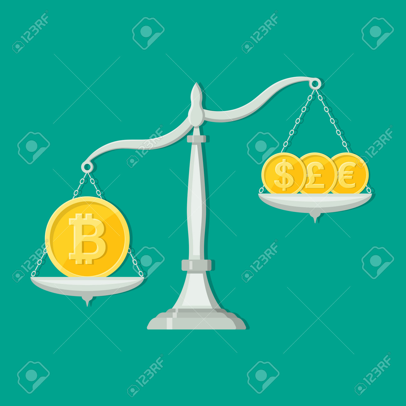 La Moneda Con El Símbolo De Bitcoin Supera A Otras Monedas. Criptomoneda  Con Sobrepeso. Concepto De Negocio. Tasa De Cambio. Una Ilustración  Vectorial De Estilo Plano. Ilustraciones svg, vectoriales, clip art  vectorizado
