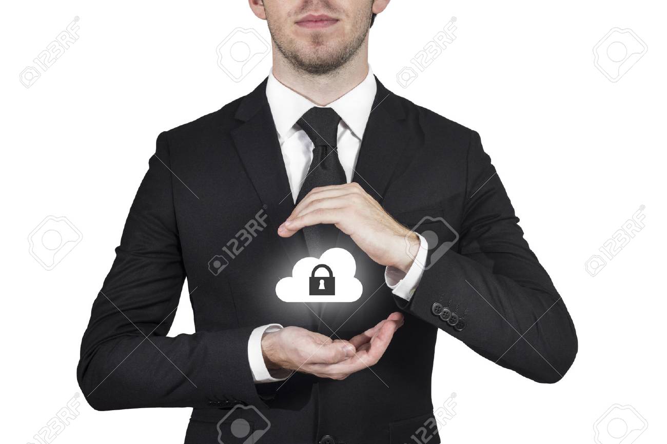 businessman protect cloud lock symbol with hands - 29737071 businessman protect cloud lock symbol with hands - 29737071
