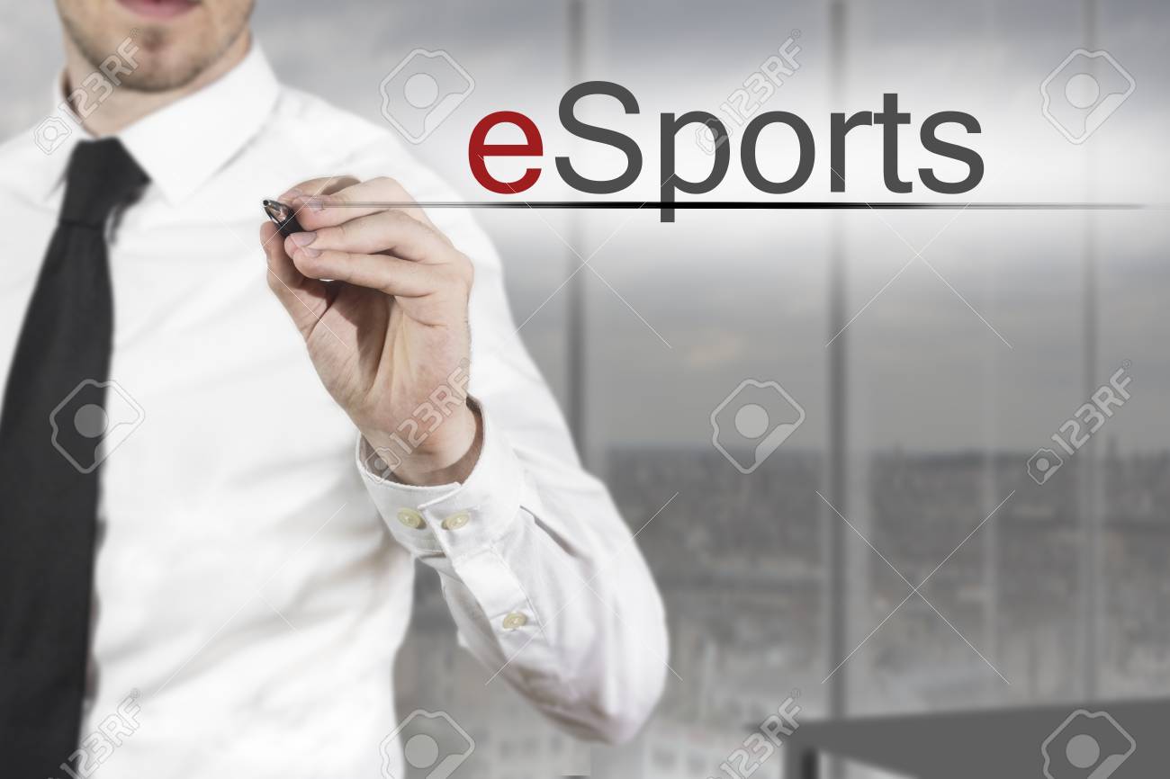businessman necktie writing esports in the air office - 31429541 businessman necktie writing esports in the air office - 31429541