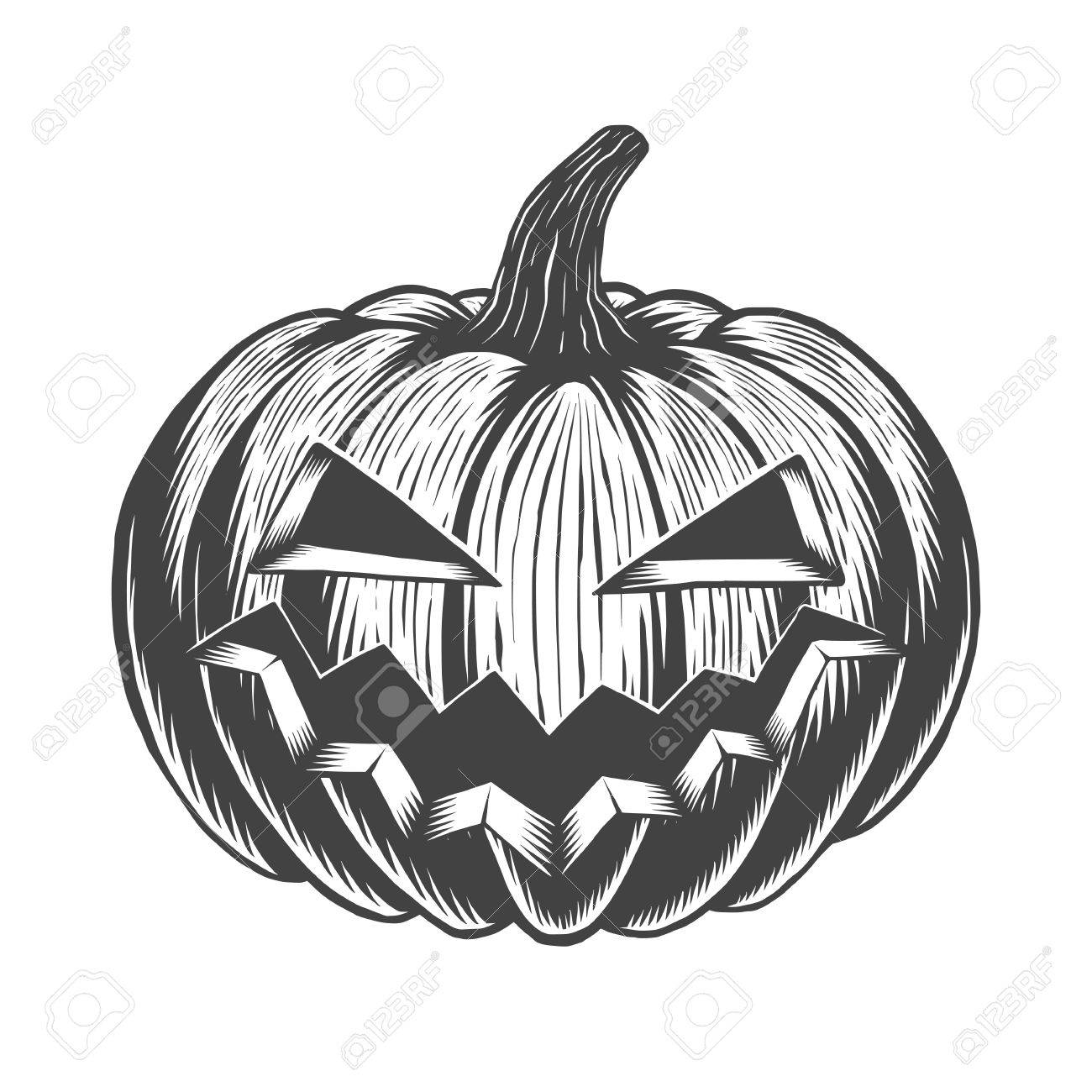 Black And White Hand Drawn Halloween Pumpkin. Isolated On White Royalty  Free Cliparts, Vectors, And Stock Illustration. Image 69102843.